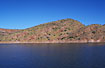 The lakeside with skewed rock layers at Lake Argyle