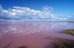Hutt Lagoon - en lyserd s farvet af algen Dunaliella salinas lyserde pigment (beta-caroten)