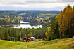 Swedish ski slope with a view over lake and forest