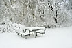 Snowcovered table gives an indication of the heavy snowfall