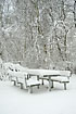 Snowcovered table gives an indication of the heavy snowfall