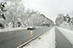 Traffic in a snowy landscape