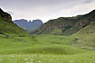 Mountain meadow and a look at the higher mountains of Lesotho