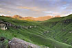 Sunrise over the mountains above the treeline close to Lesotho