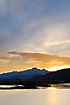 Sunset sky over the wetland and the mountains Sierra de Tramuntana