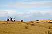 Hikers in the hilly landscape