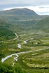 View of the river Grimsa, that is winding in the valley