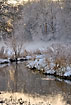 River in snow and fog