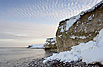 Danish coastal cliff with snow