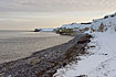 Danish coastal cliff after snowfall