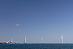 Large offshore wind turbine generators near the harbour of Frederikshavn