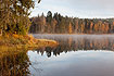 Autumn by a swedish forest lake