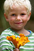 Proud boy with a giant Yellow Chanterelle
