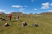 Kids playing at a historic burial site from the viking era.
