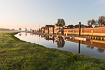 Early morning on the bank of the Elbe. The wall is to avoid flooding of the houses.