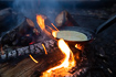 Pancakes over a bonfire