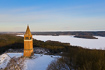 The tower on one of the highest bumps in Denmark called Himmelbjerget (147 masl), which losely translates into sky mountain. 