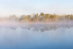 Misty morning by a small Danish lake