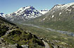 Mountain landscape in Jotunheimen - Norway. View to the Galdhpiggen mountain and to the Spiterstulen camp