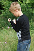 Boy collecting insects