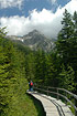 People enjoying a walk in the Dolomites