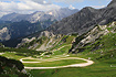 Curving path through the alpine landscape at Alpspitze