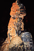 Dripstone formations in cave.