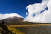 The volcanic mountain Cotopaxi, Ecuadors the second highest mountain.
The lake Laguna Limpiopungo is at the foot of the mountain.